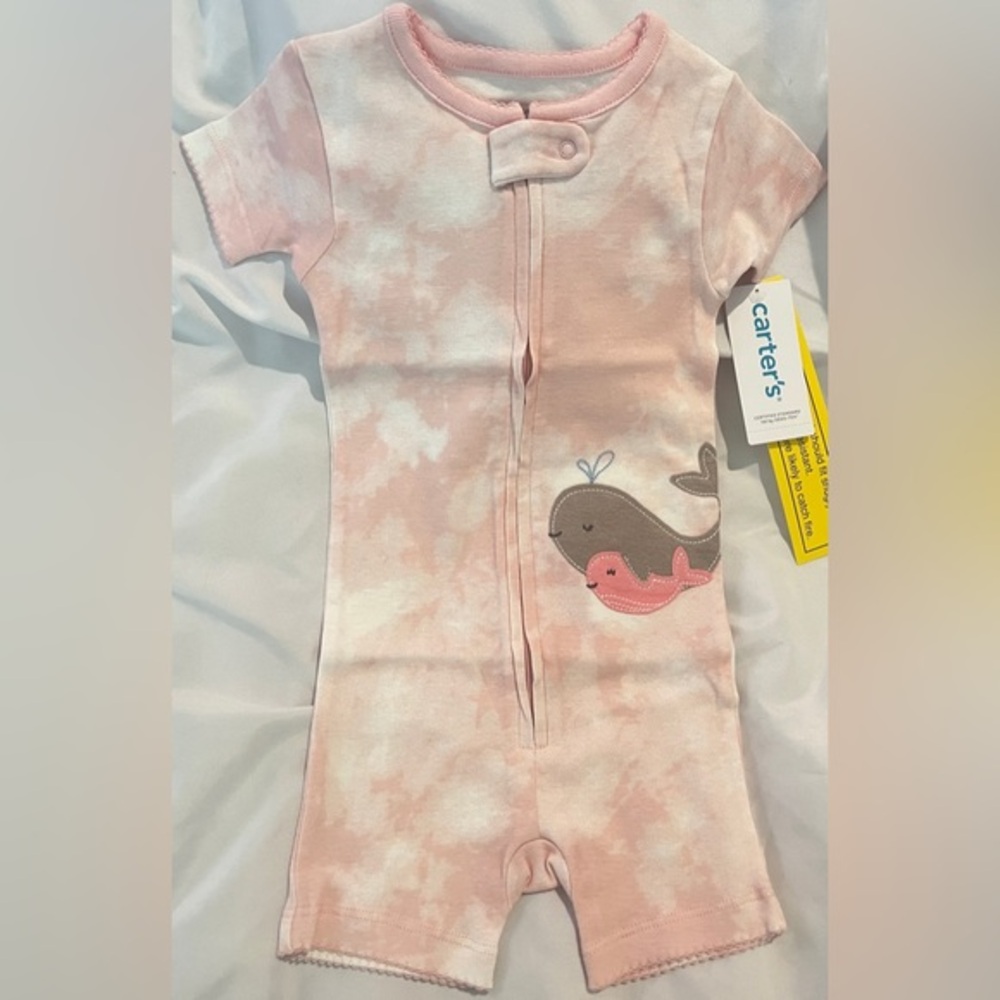 NWT • Carter’s 12M Onesie • Whales • Pink + White Zip Up